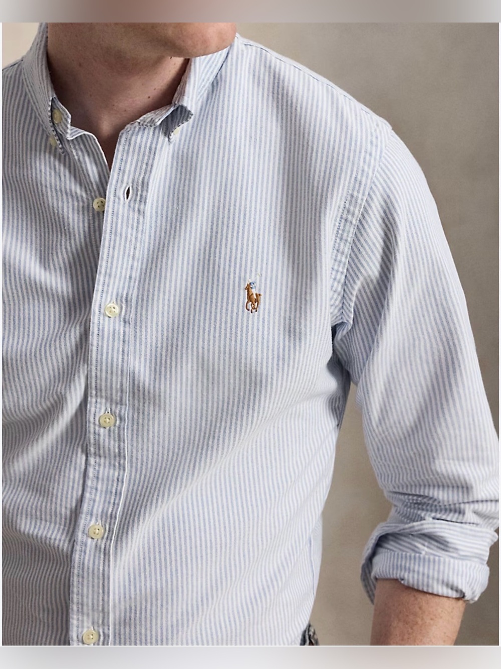 Ralph Lauren Blake Light Blue & White Striped Button-Down cotton Shirt